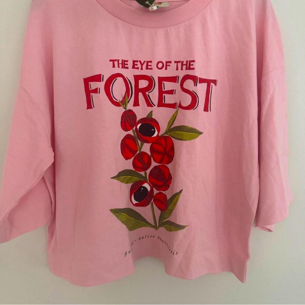 Farm Rio The Eye of the Forest Box Cut T-Shirt in Pink